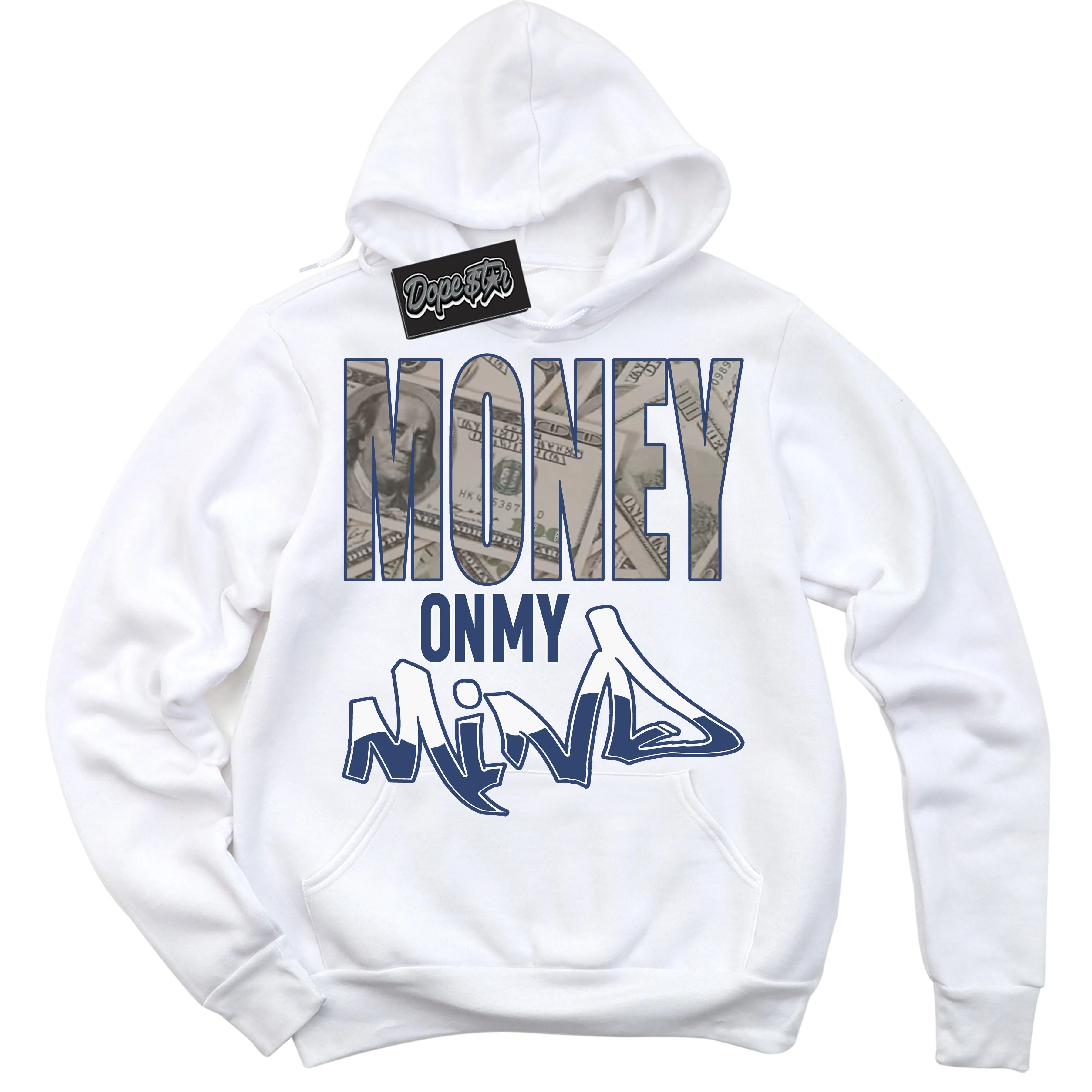Diffused Blue 11s Sneaker Hoodie Money On My Mind Graphic