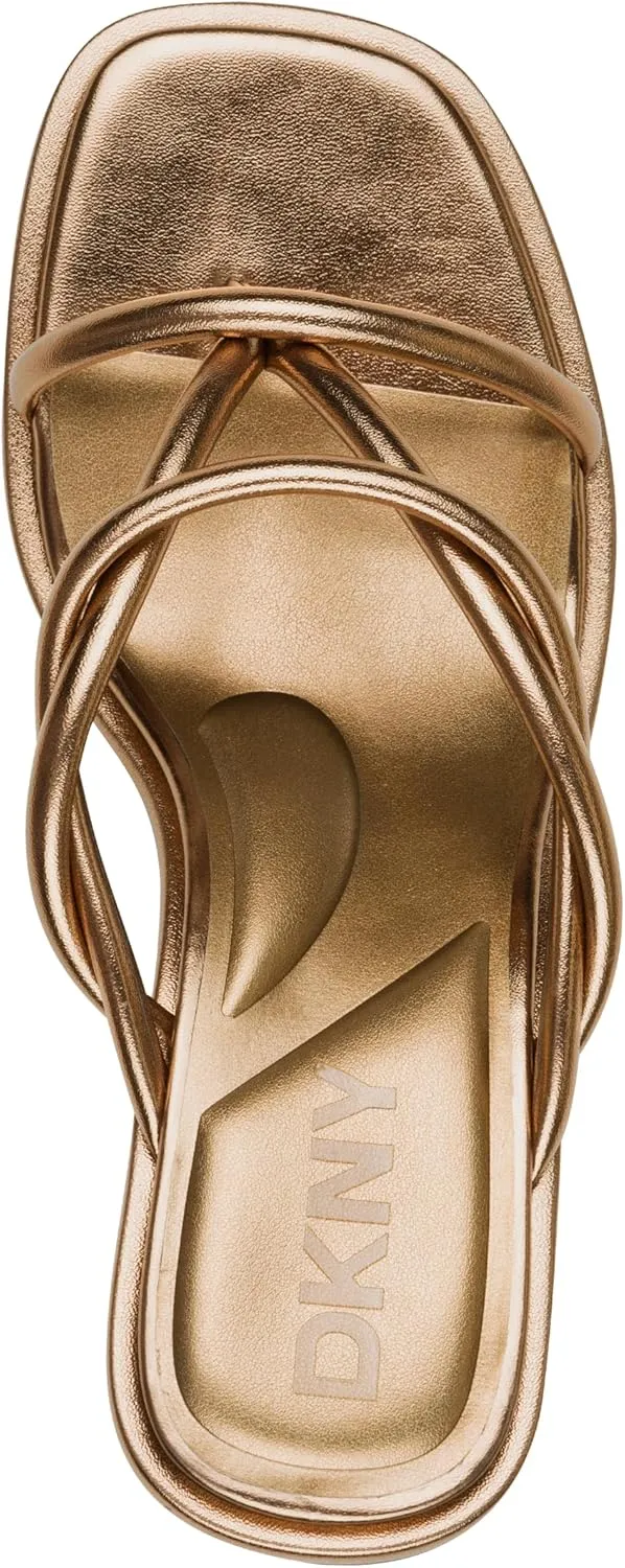 DKNY Women's Rabun Strappy Flip Flop Heeled Sandal