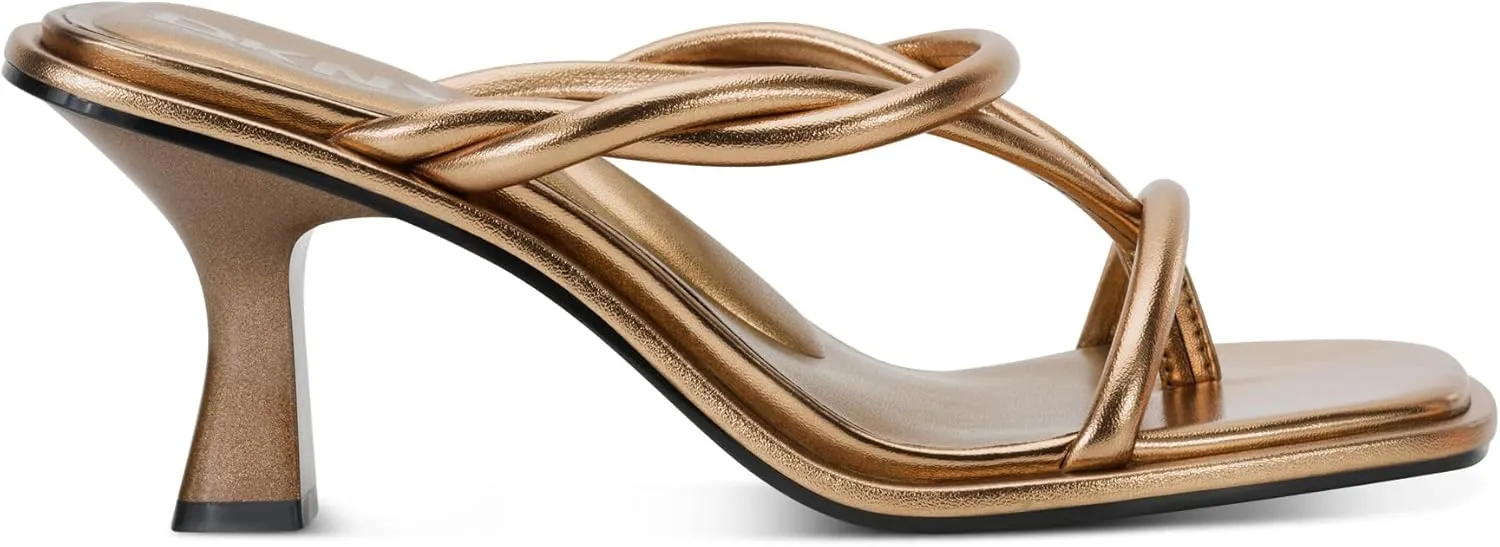 DKNY Women's Rabun Strappy Flip Flop Heeled Sandal