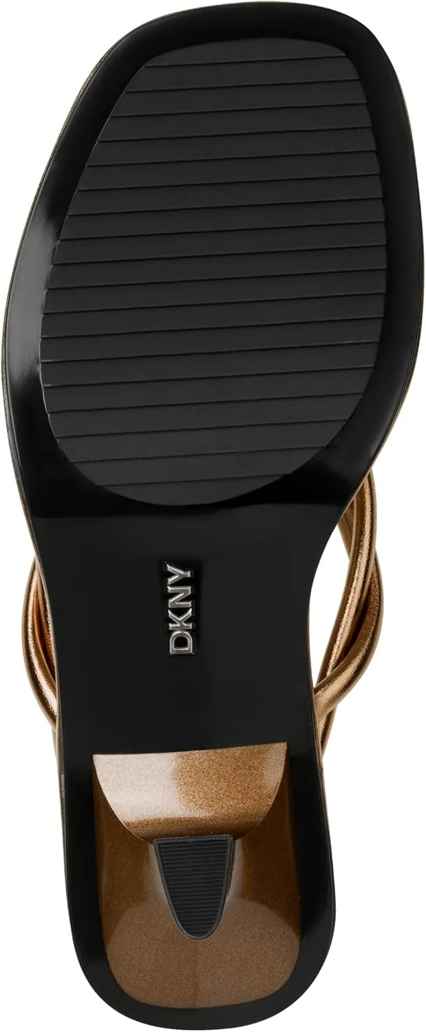 DKNY Women's Rabun Strappy Flip Flop Heeled Sandal