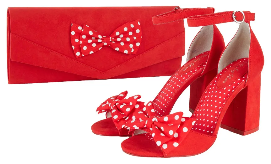 Dorry Red Peeptoe Sandal with Bow by Ruby Shoo