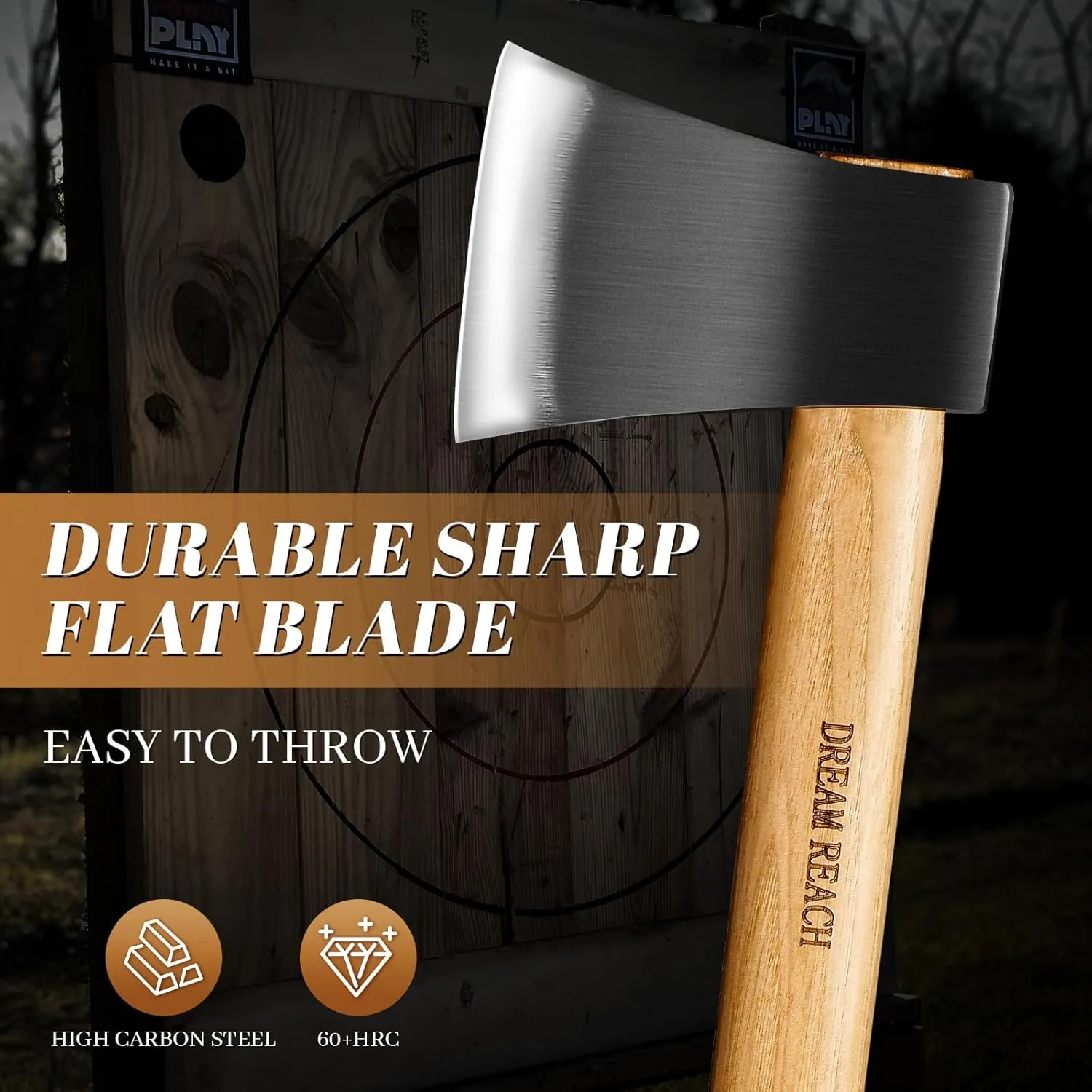 Dream Reach Throwing Axe Set - 2 PCS Hand Forged Throwing Hatchet, 15.7" Professional Throwing Game Axe for Backyard, Competition, Recreation