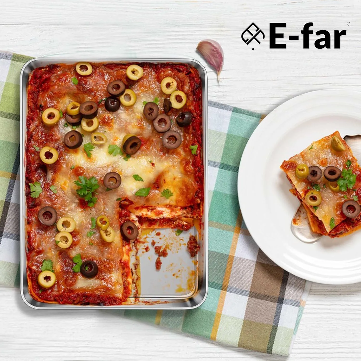 E-far Small Baking Sheet Set of 4, 10.5”x8.3” Stainless Steel Cookie Sheets Pans, Compact Non-toxic Metal Toaster Oven Trays for Cake, Healthy & Rust Free, Mirror Finish & Dishwasher Safe