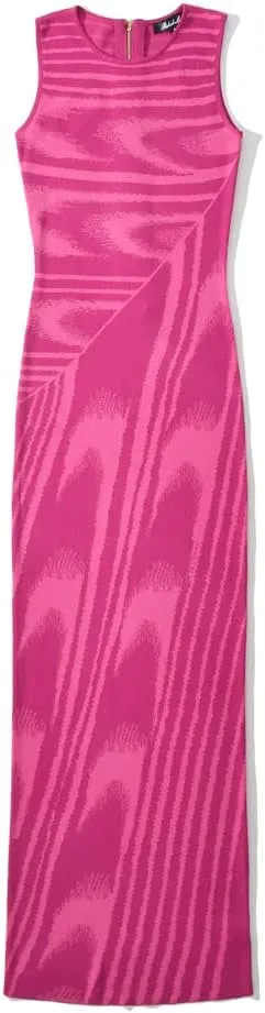 efvandoloe Summer Chic Abstract Knitted Long Dress Women Crew Neck Sleeveless Stretchable Slim Maxi Dresses