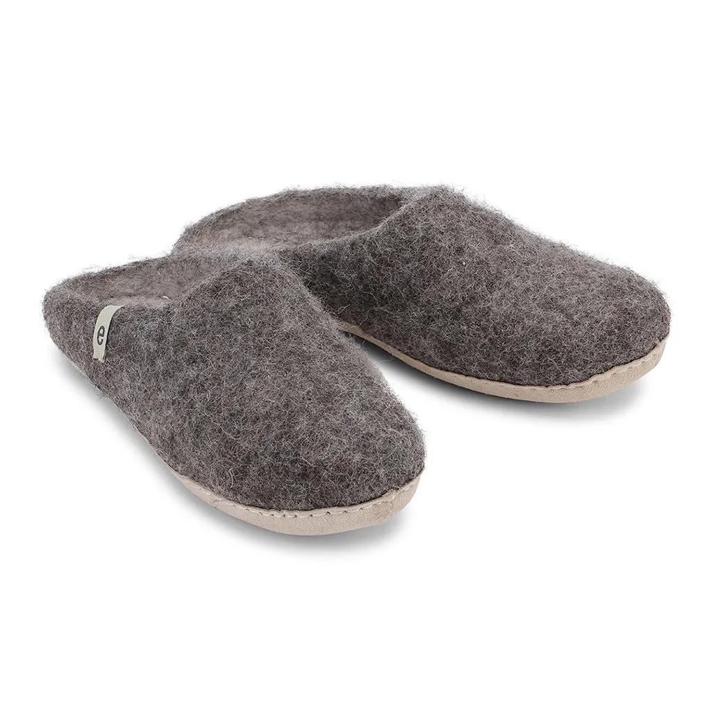Egos Felted Wool Mule Slippers, Natural Brown