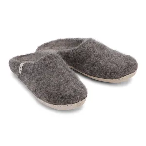Egos Felted Wool Mule Slippers, Natural Brown
