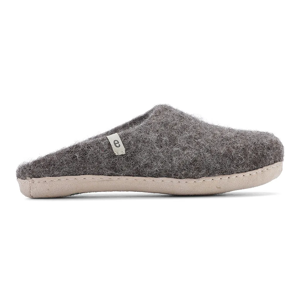 Egos Felted Wool Mule Slippers, Natural Brown