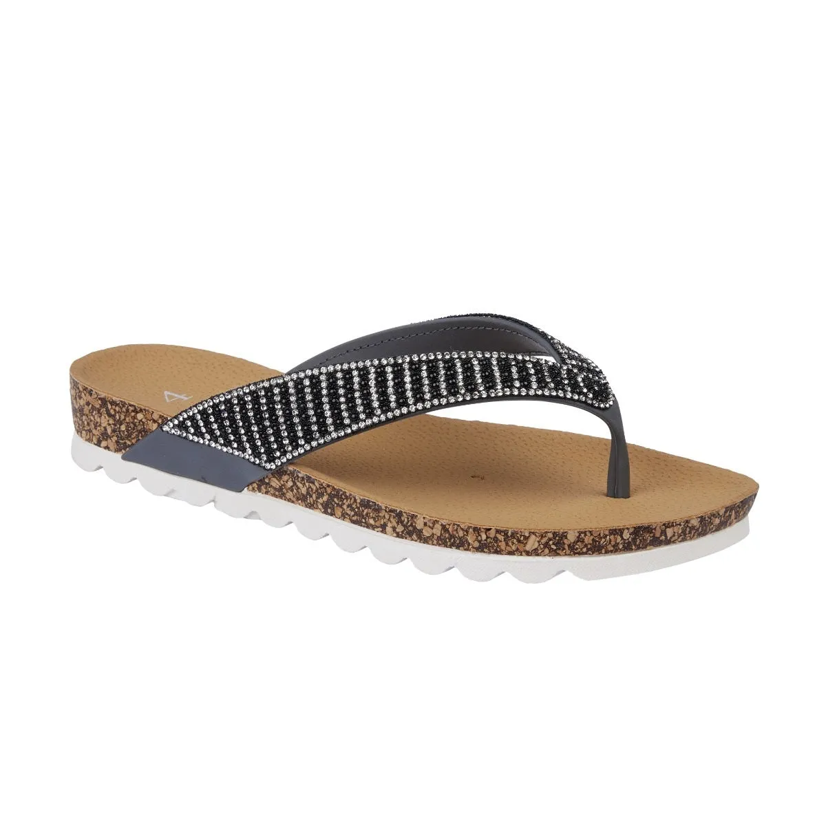 Emma Sunset Women's Jewelled Toe Post Sandal Smoke