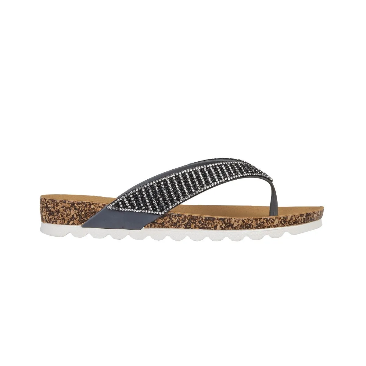 Emma Sunset Women's Jewelled Toe Post Sandal Smoke
