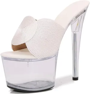 F&A LOVING Women's Clear Platform Sandal 6.5in Stiletto Slip onOpen Toe Heel