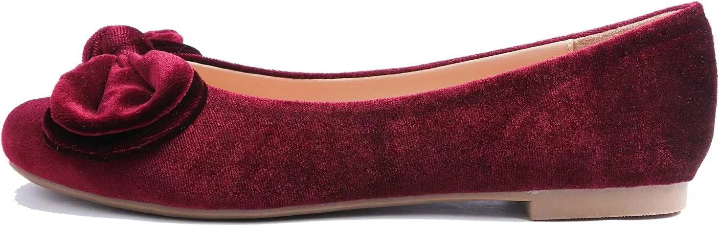 Feversole Women's Round Toe Cute Bow Trim Ballet Flats