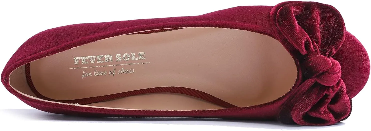Feversole Women's Round Toe Cute Bow Trim Ballet Flats