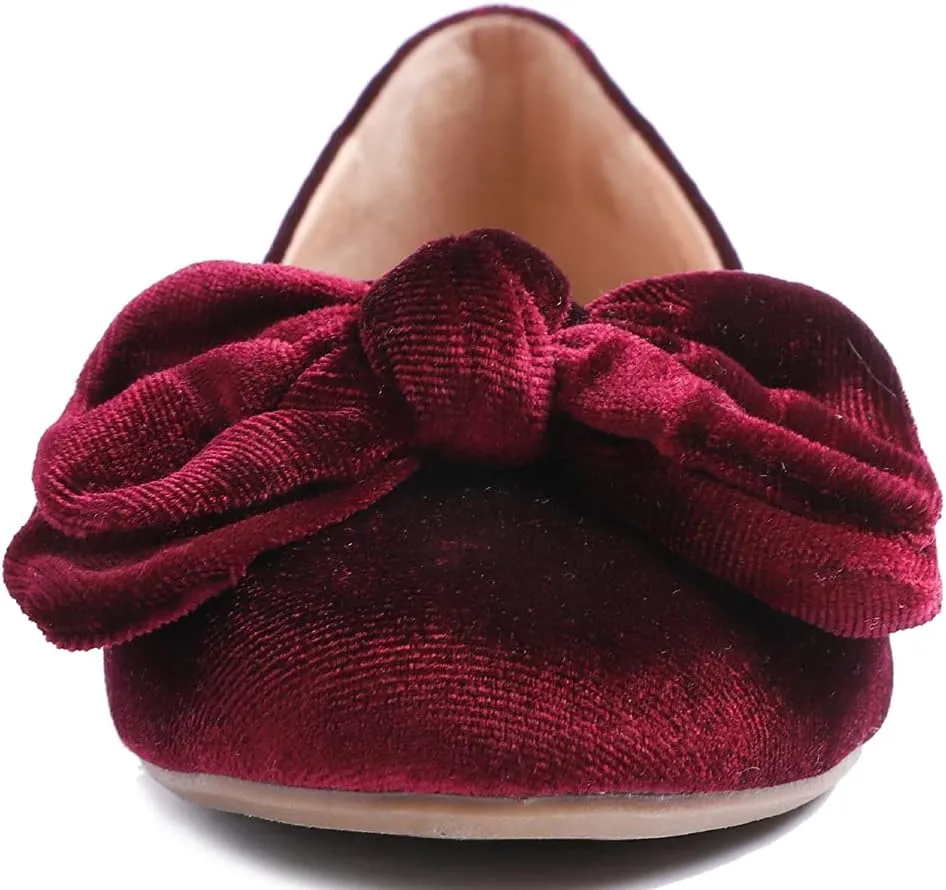Feversole Women's Round Toe Cute Bow Trim Ballet Flats