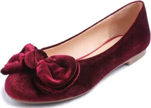 Feversole Women's Round Toe Cute Bow Trim Ballet Flats