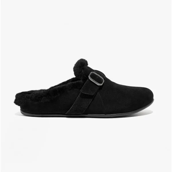FitFlop CHRISSIE II Womens Suede Buckle Slippers All Black