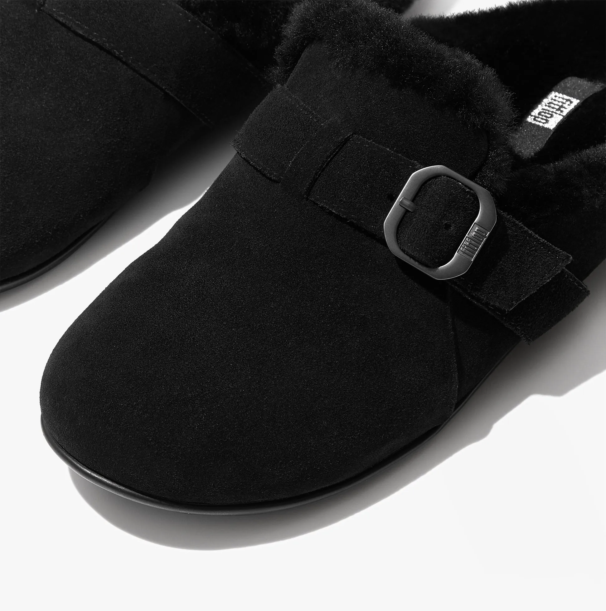 FitFlop CHRISSIE II Womens Suede Buckle Slippers All Black