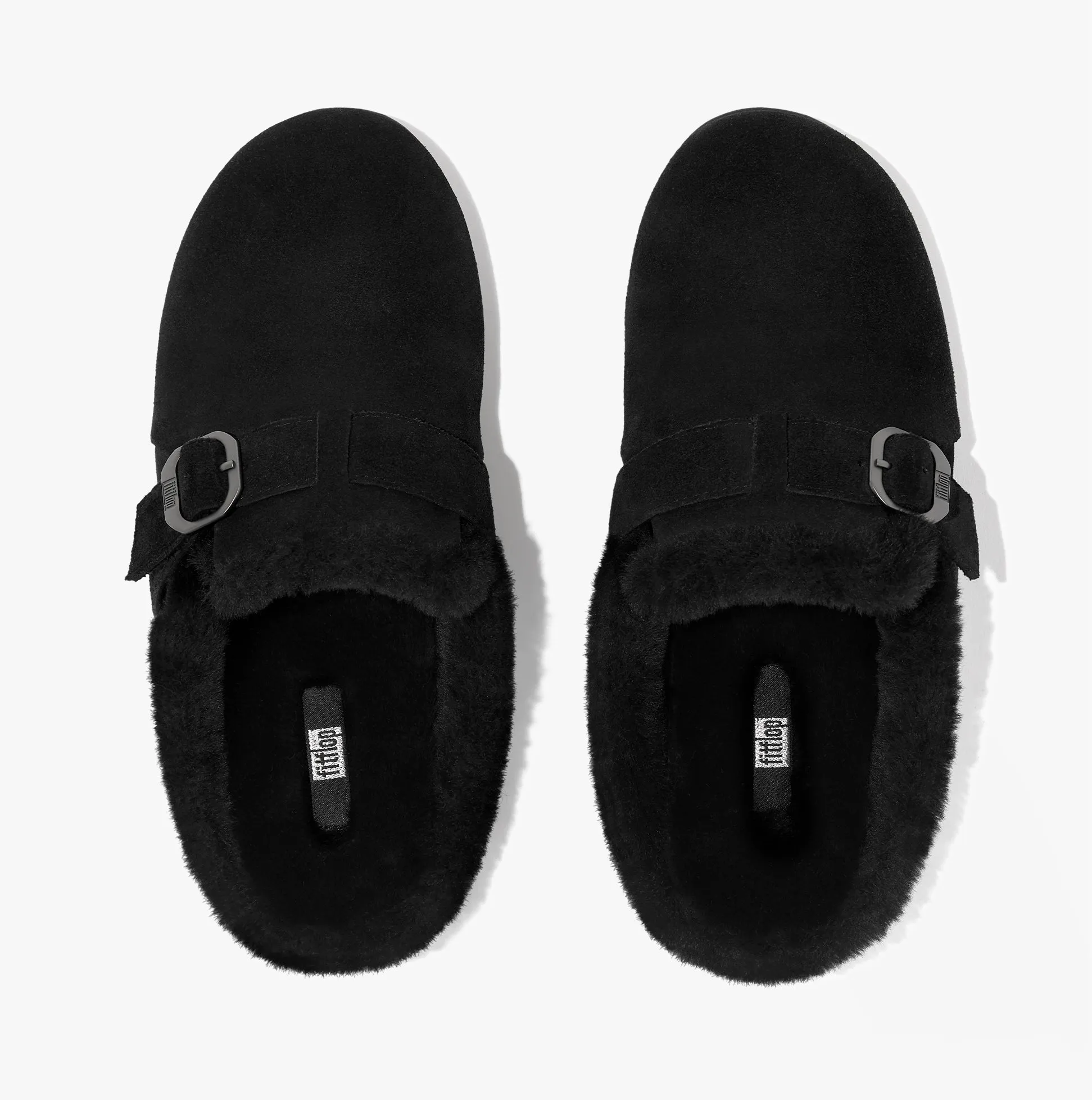 FitFlop CHRISSIE II Womens Suede Buckle Slippers All Black