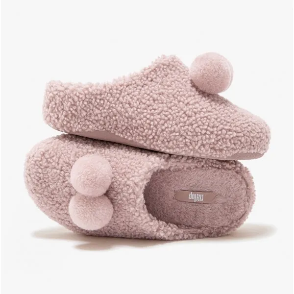 FitFlop SHUV POM POM Womens Shearling Clog Slippers Beige