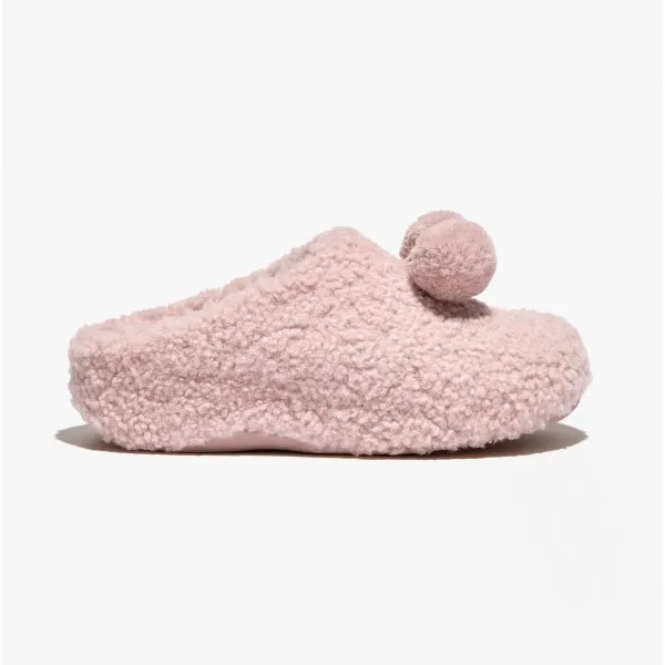 FitFlop SHUV POM POM Womens Shearling Clog Slippers Beige