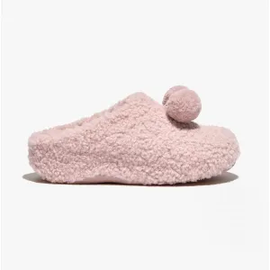 FitFlop SHUV POM POM Womens Shearling Clog Slippers Beige