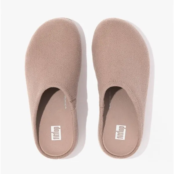 FitFlop SHUV Womens Felt Clog Slippers Beige
