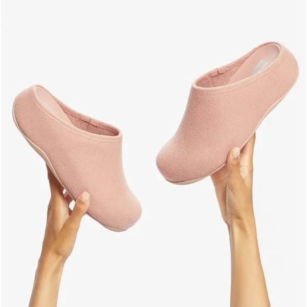 FitFlop SHUV Womens Felt Clog Slippers Beige
