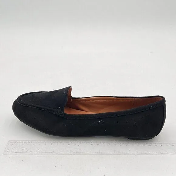 FSJ Black Women Comfy Closed Round Toe Moccasins Slip on Flat Slipper Soft Sole