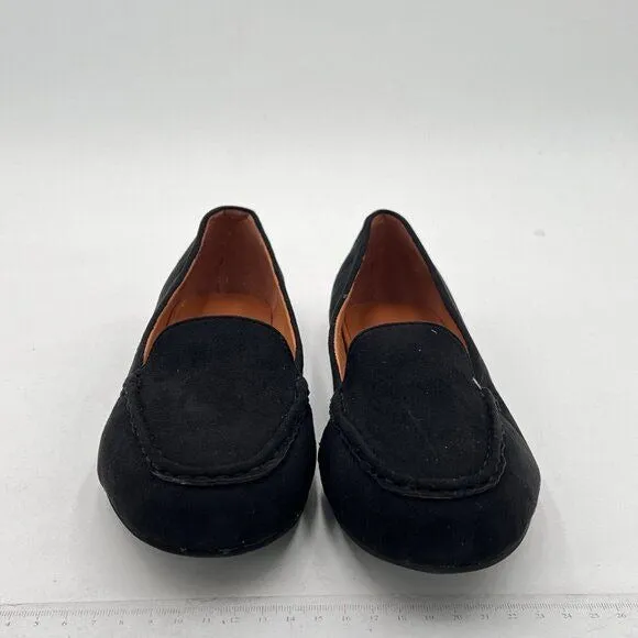 FSJ Black Women Comfy Closed Round Toe Moccasins Slip on Flat Slipper Soft Sole