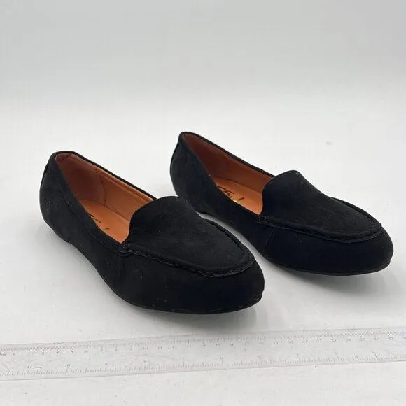 FSJ Black Women Comfy Closed Round Toe Moccasins Slip on Flat Slipper Soft Sole
