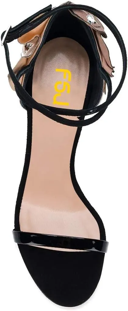 FSJ Women Open Toe Stylish Sandal Ankle Strap Chunky Block High Thick Heels Wedding Party Ballroom Prom Shoes US Size 4-15 US