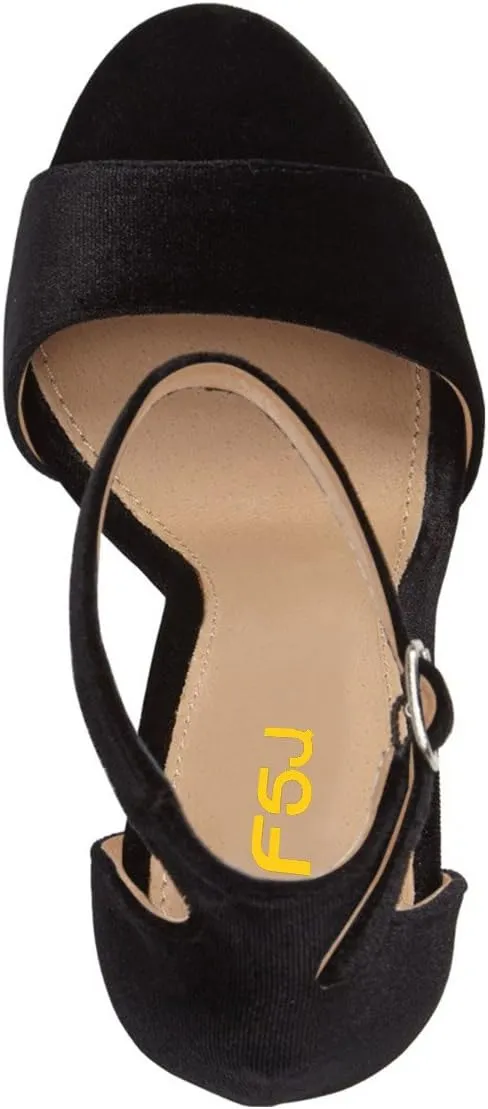 FSJ Women Sexy Ankle Strap Platform Sandal Chunky High Heel Open Toe Summer Shoe Size 4-15 M US