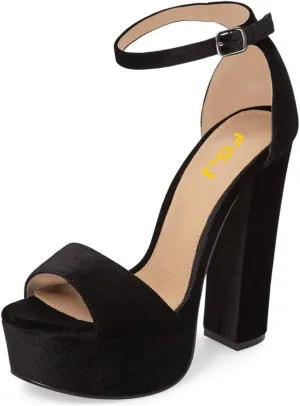 FSJ Women Sexy Ankle Strap Platform Sandal Chunky High Heel Open Toe Summer Shoe Size 4-15 M US