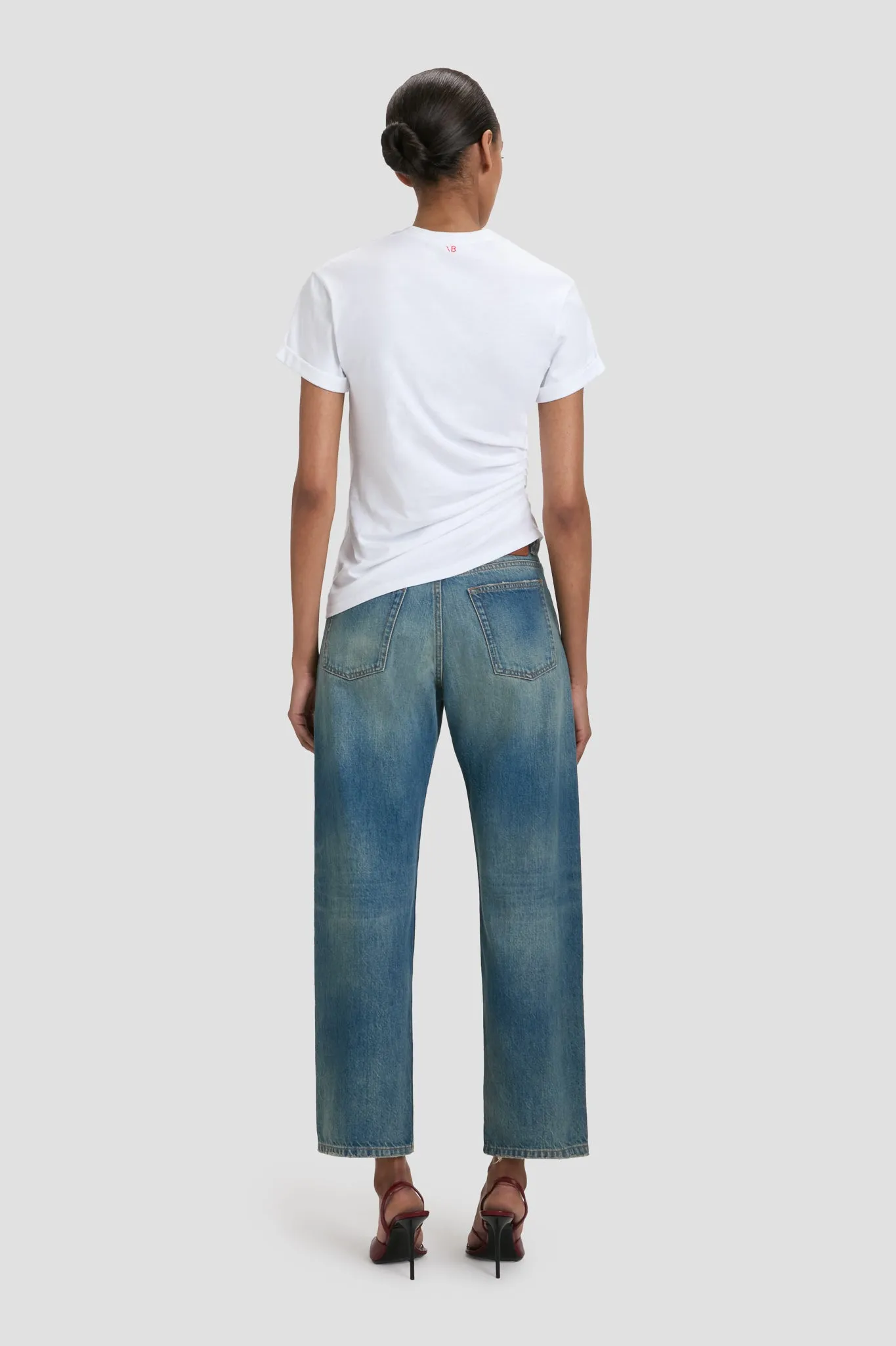 Gathered Detail T-Shirt In White