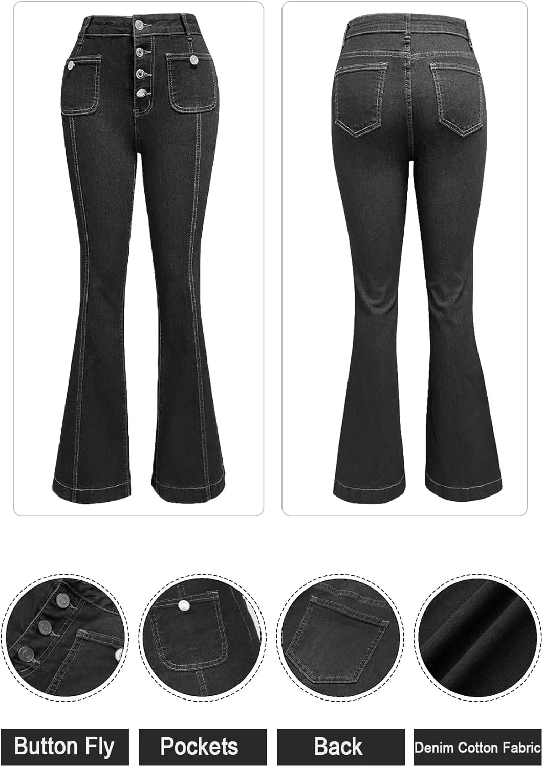 GOLDPKF Womens Bell Bottom High Waisted Jeans Flare Curvy Denim Pants Slim Stretch Bootcut Leg Trouser with Pockets