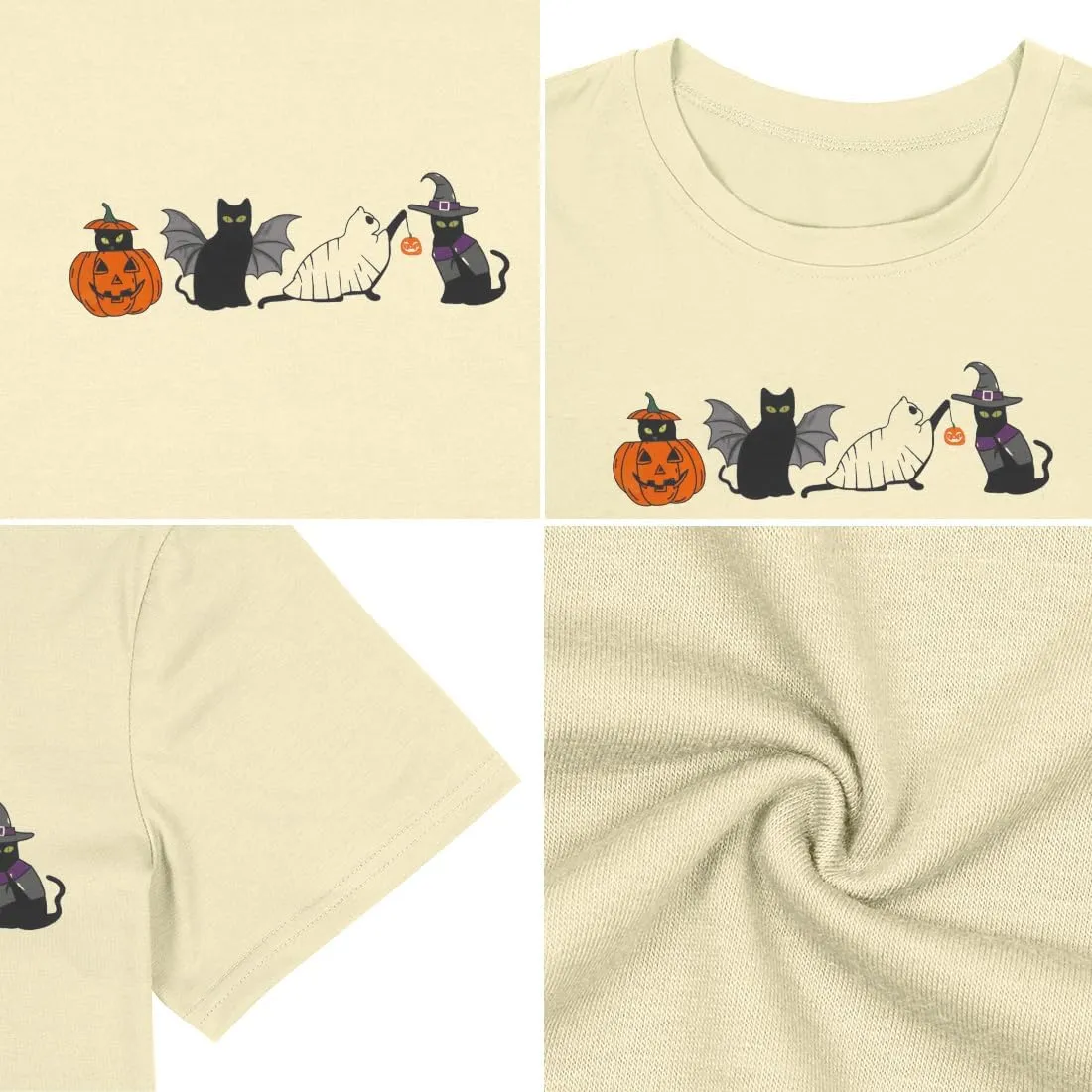 Halloween Ghost Cat Shirts for Women Cat Lovers T-Shirt Gifts Retro Fall Spooky Season Tees Tops