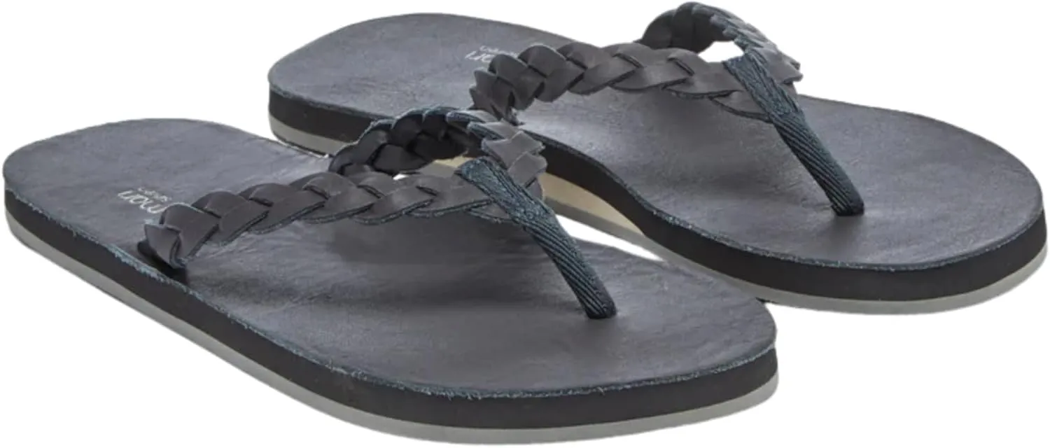 Hari Mari- Meadows Braided- Women's Classic Full Grain Leather Flip Flops with Braided Straps- No Break Ins, Firm Arch Support, and Beveled Edge to Reduce Tripping
