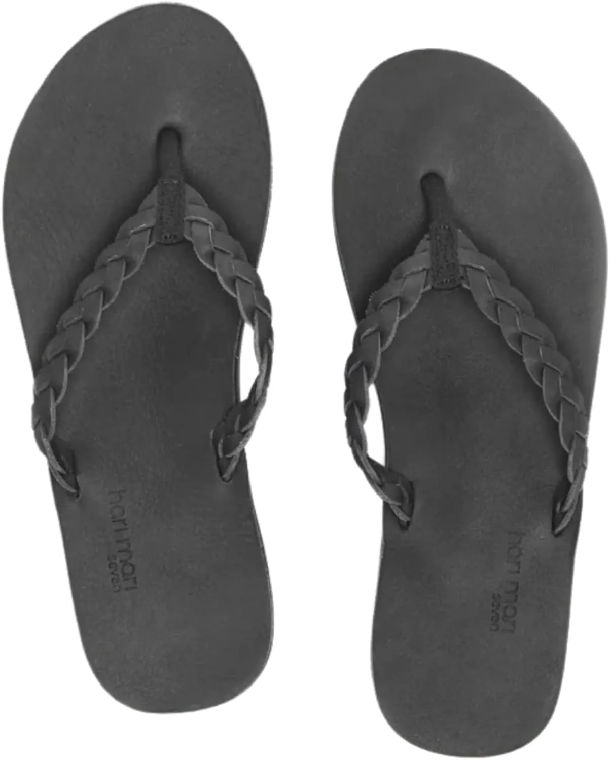 Hari Mari- Meadows Braided- Women's Classic Full Grain Leather Flip Flops with Braided Straps- No Break Ins, Firm Arch Support, and Beveled Edge to Reduce Tripping
