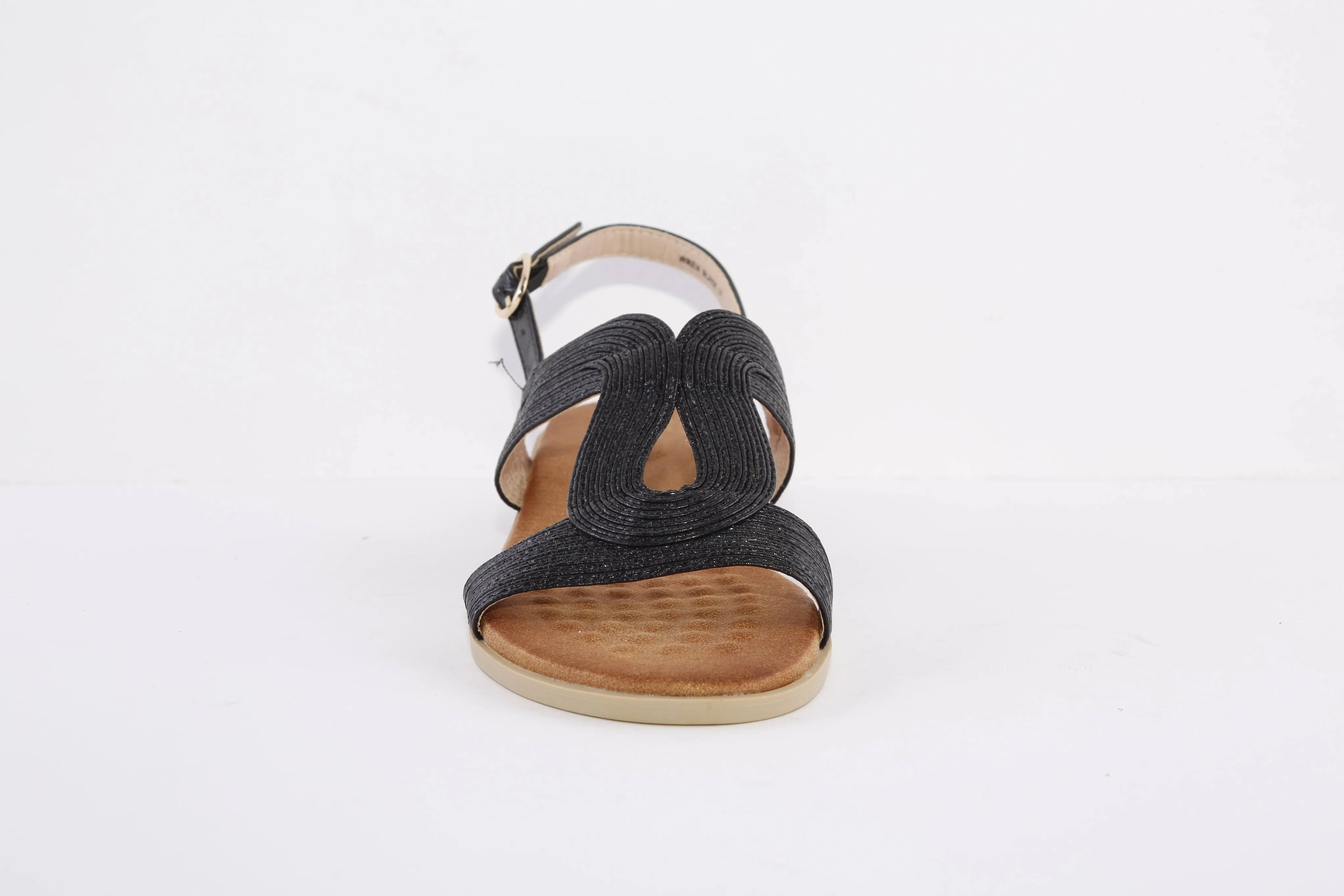HEAVENLY FEET - WREN FLAT FASHION SANDAL - BLACK