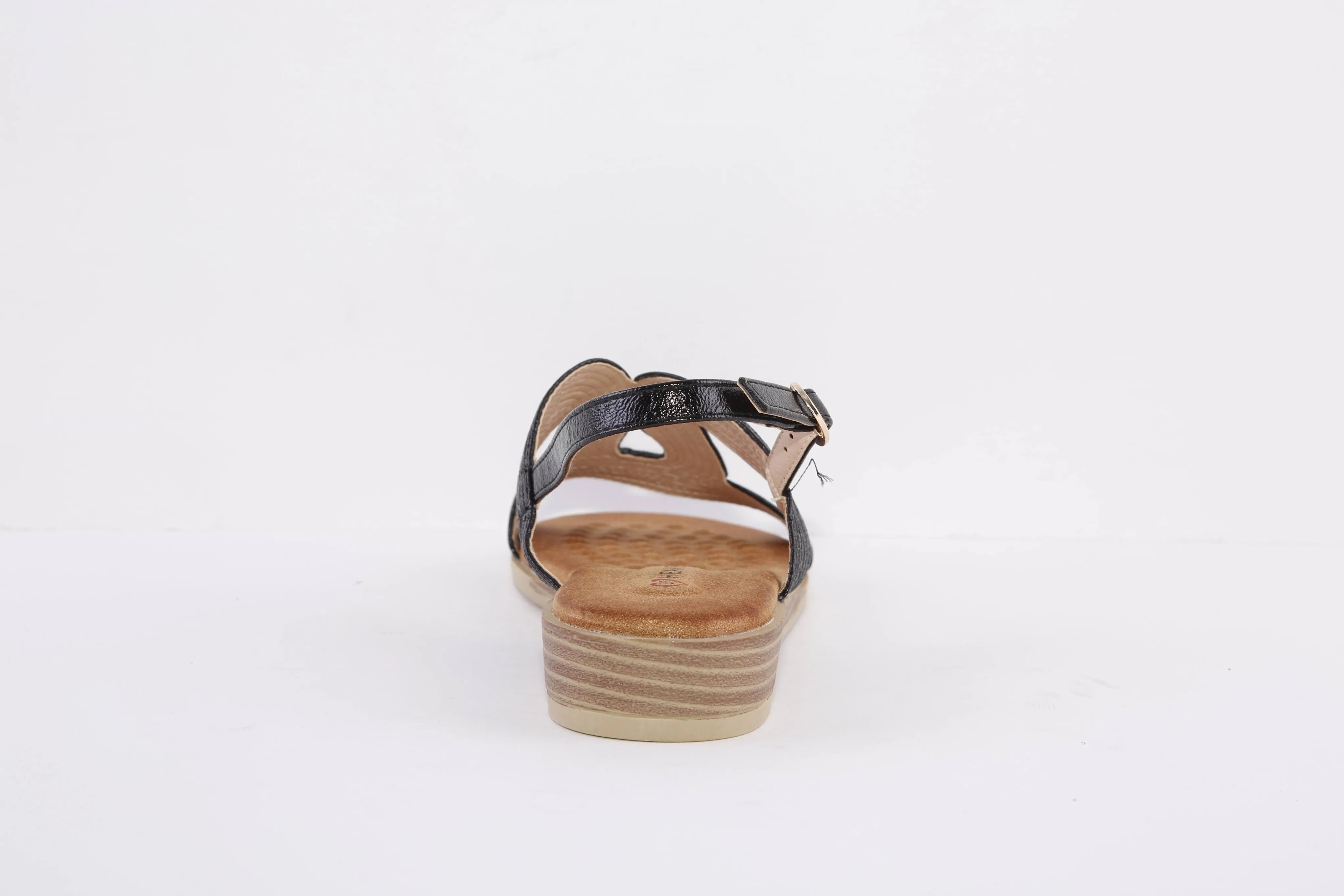 HEAVENLY FEET - WREN FLAT FASHION SANDAL - BLACK