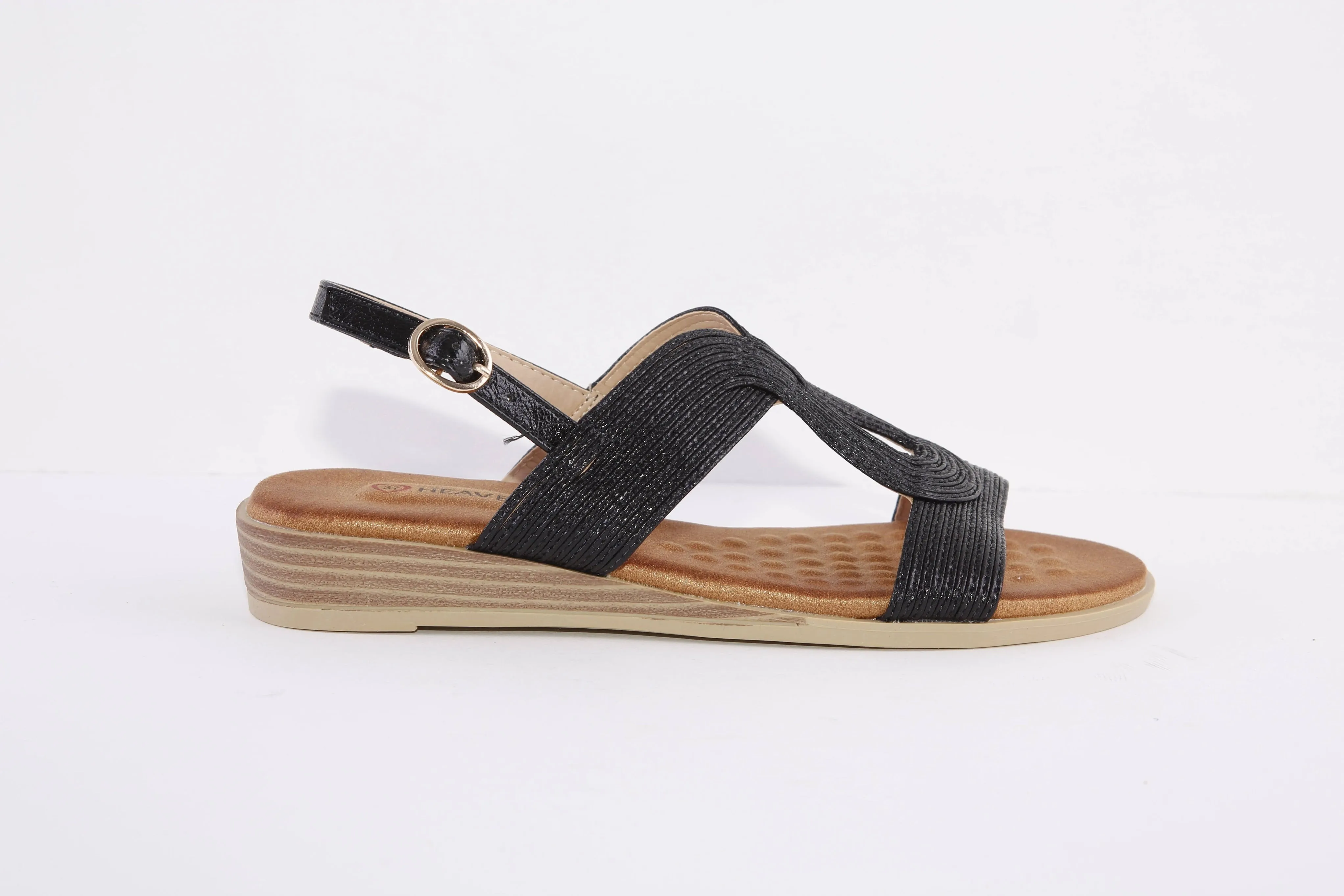 HEAVENLY FEET - WREN FLAT FASHION SANDAL - BLACK