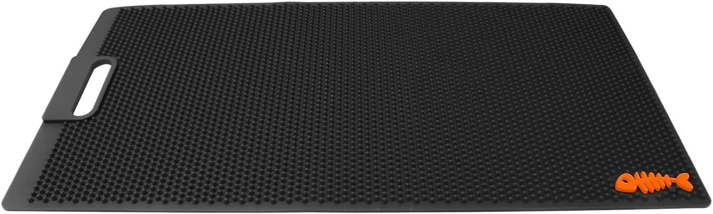 Heavy Duty Fish Fillet Bait Cutting Board - NonSlip Mat for Filleting, Cleaning & Cutting - Rollable & Large Size (14*28", Black)