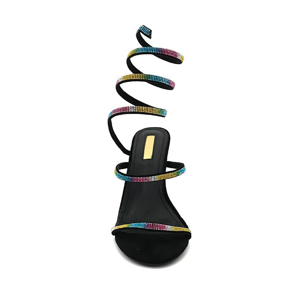 High Heel Twirl Up Leg Evening Sandal - 1055