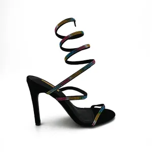 High Heel Twirl Up Leg Evening Sandal - 1055