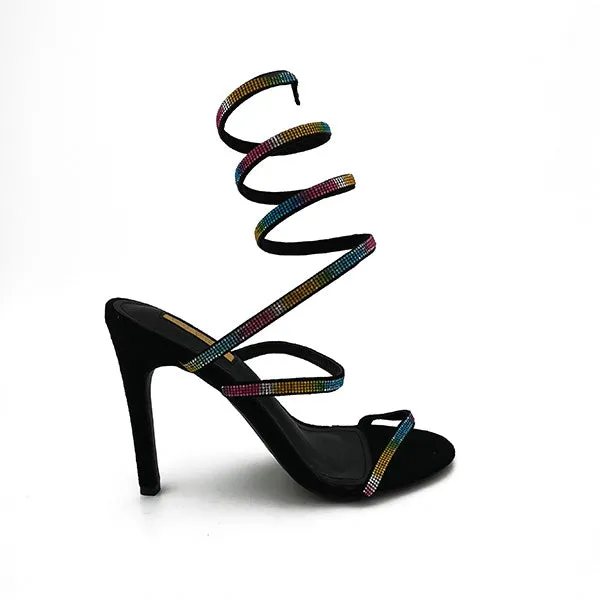 High Heel Twirl Up Leg Evening Sandal - 1055