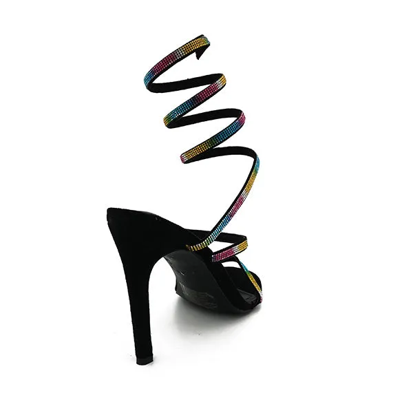 High Heel Twirl Up Leg Evening Sandal - 1055