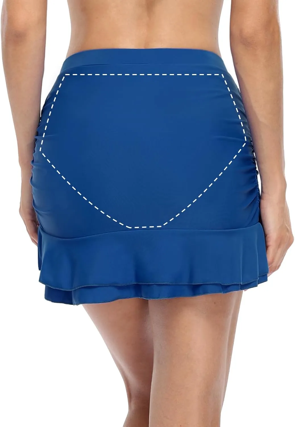 Hilor Women's Shirred Ruffle Swim Skirt Tummy Control Skirted Bikini Bottoms High Waisted Swim Bottom