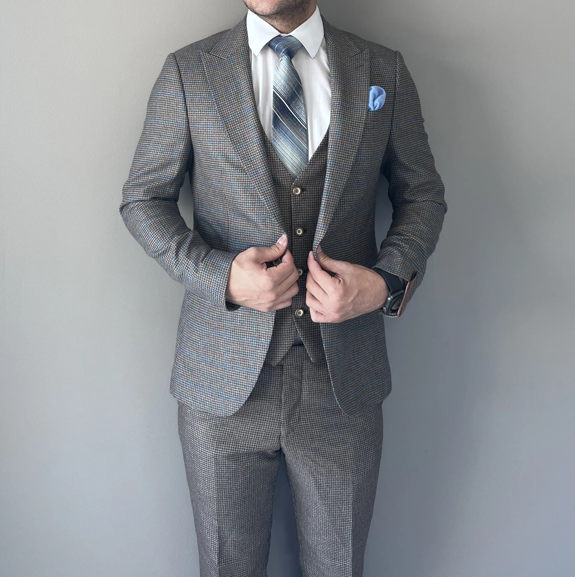 HOUND textured 3-piece slim fit suit