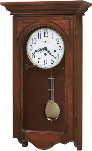 Howard Miller Laingsburg II Wall Clocks, Analog White Display Single Chime Movement | Key-Wound Brown Hardwoods Pendulum Clocks With Wood Finish For Home Decor, Living Room & Office