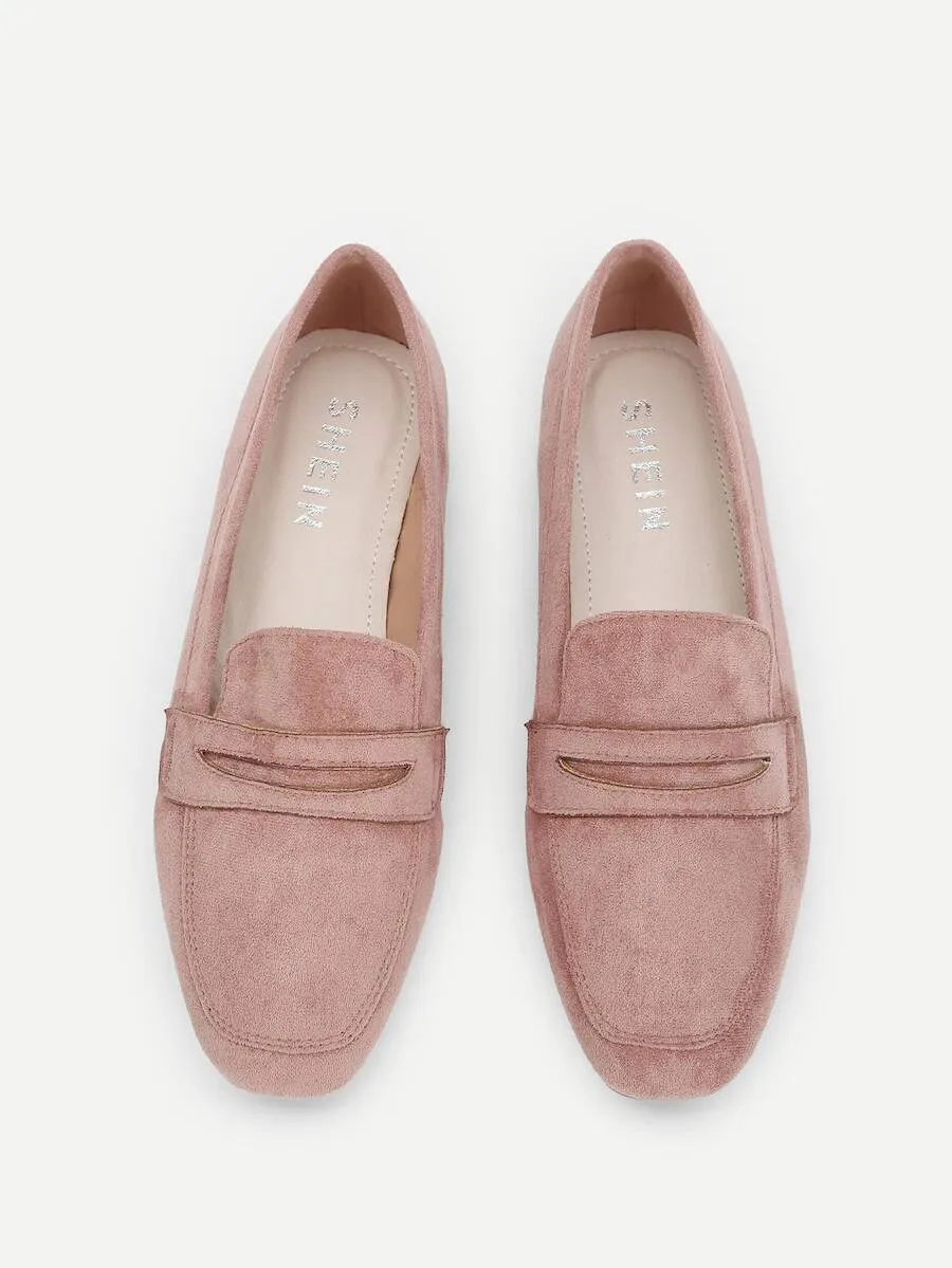 Huge offer Square Toe Suede Flats Technologically advanced Plain
