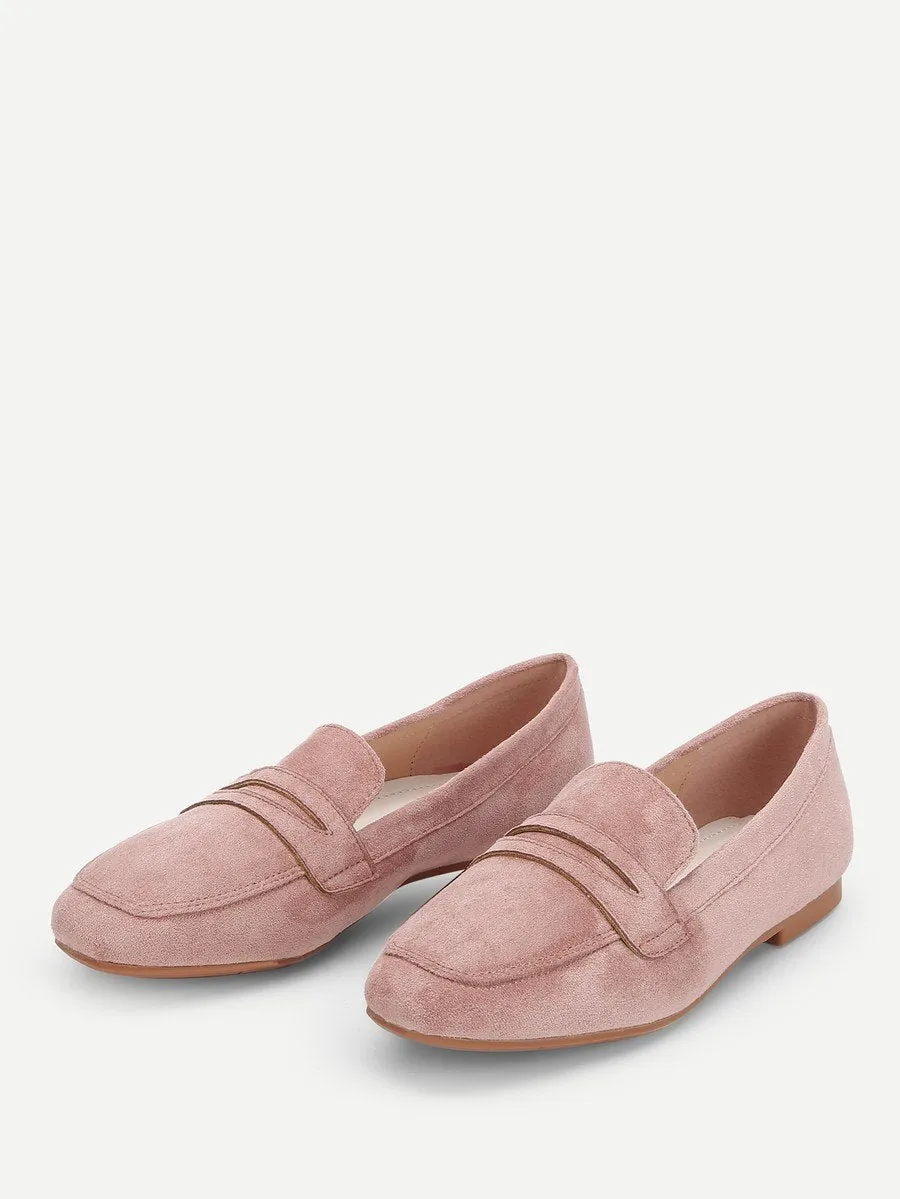 Huge offer Square Toe Suede Flats Technologically advanced Plain